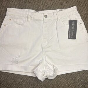 ✨NWT International Concepts White Core Denim Jean High Rise Shorts 16/33